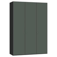 DREHTÜRENSCHRANK  in Grau, Grün, Schwarz  - Silberfarben/Schwarz, Design, Glas/Holzwerkstoff (152/220/59cm) - Jutzler