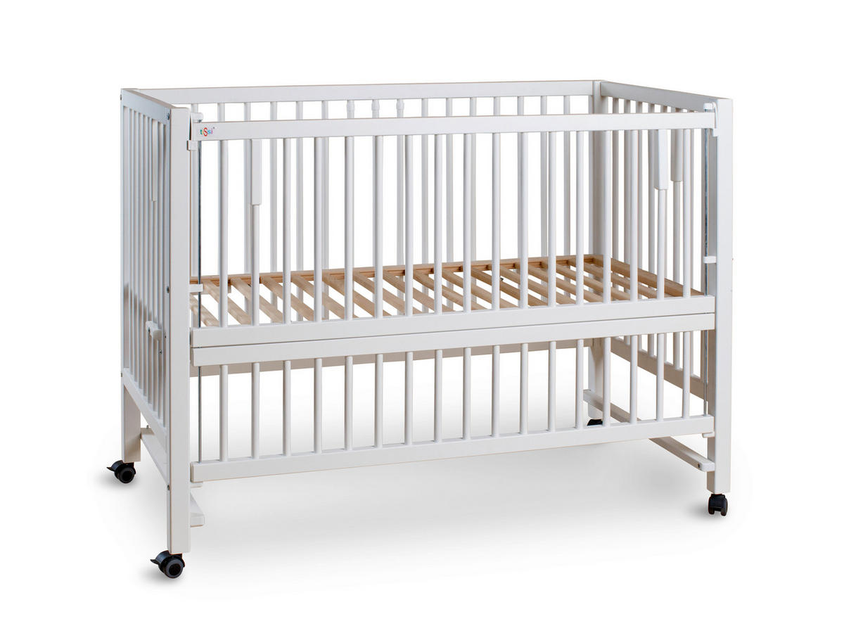 BEISTELLBETT Hajo   - Weiß, Basics, Holz (124/90/64cm) - tiSsi