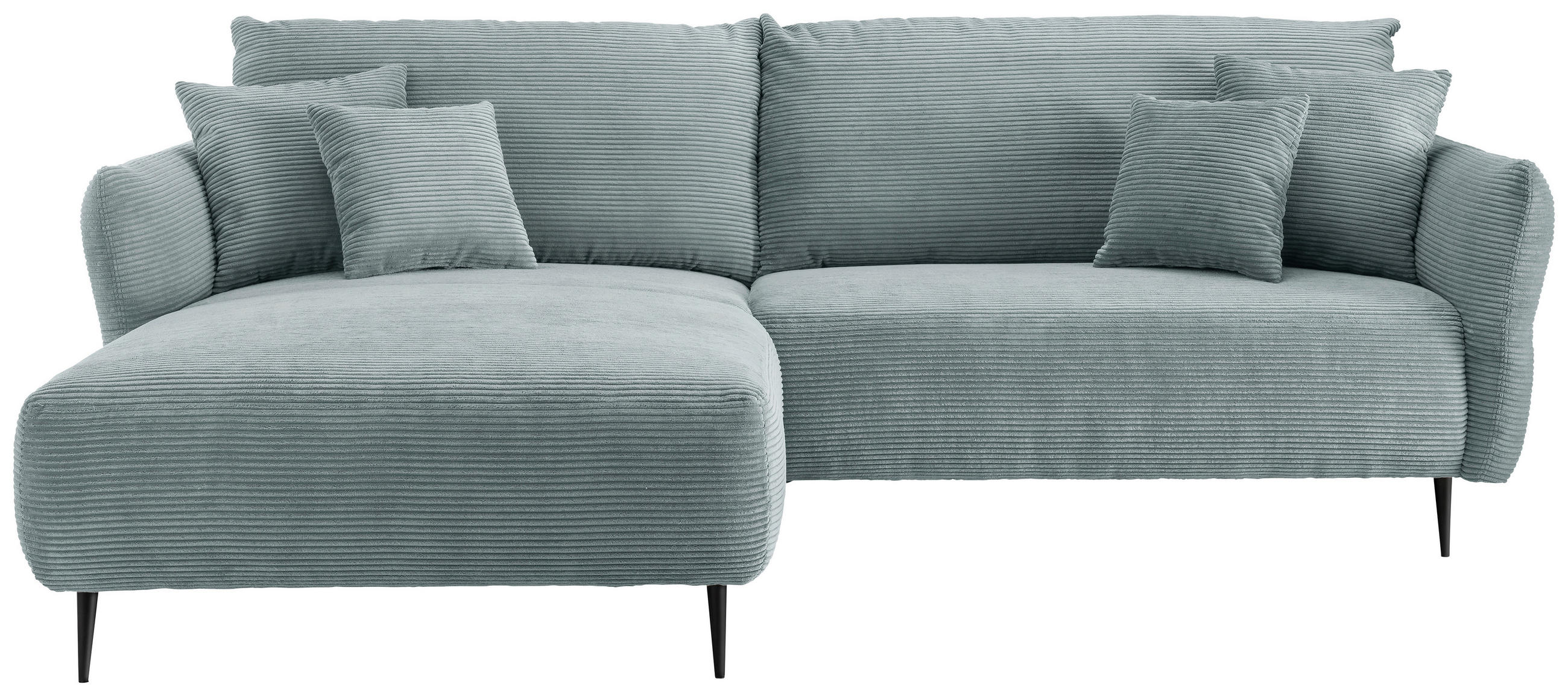 ECKSOFA Hellblau Cord  - Schwarz/Hellblau, Design, Textil/Metall (178/264-302cm) - Livetastic