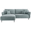 ECKSOFA Hellblau Cord  - Schwarz/Hellblau, Design, Textil/Metall (178/264-302cm) - Livetastic