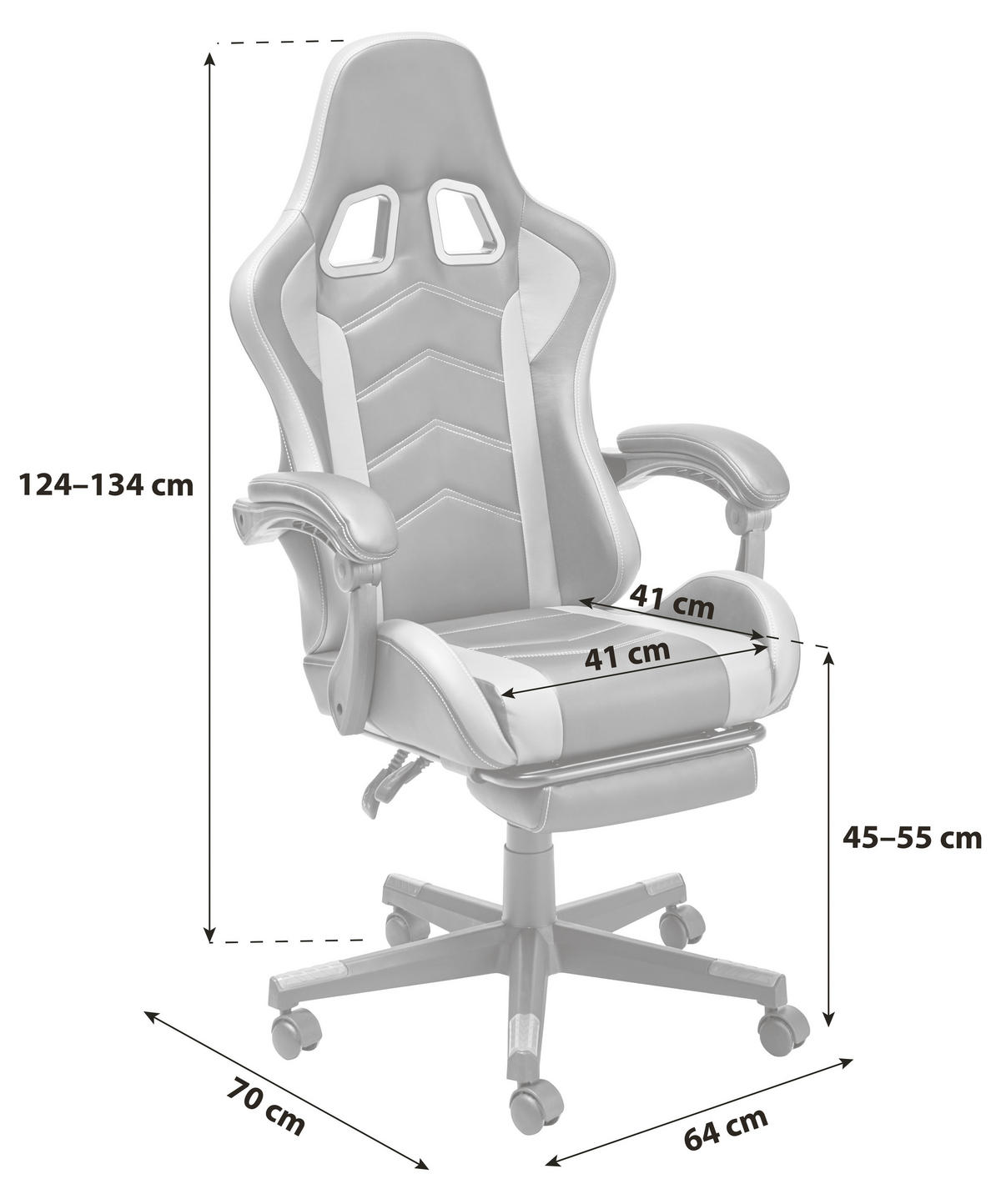 GAMING STOLICA  siva, crna  metal, plastika, tekstil  - siva/crna, Lifestyle, metal/tekstil (64/124-134/70cm) - Livetastic