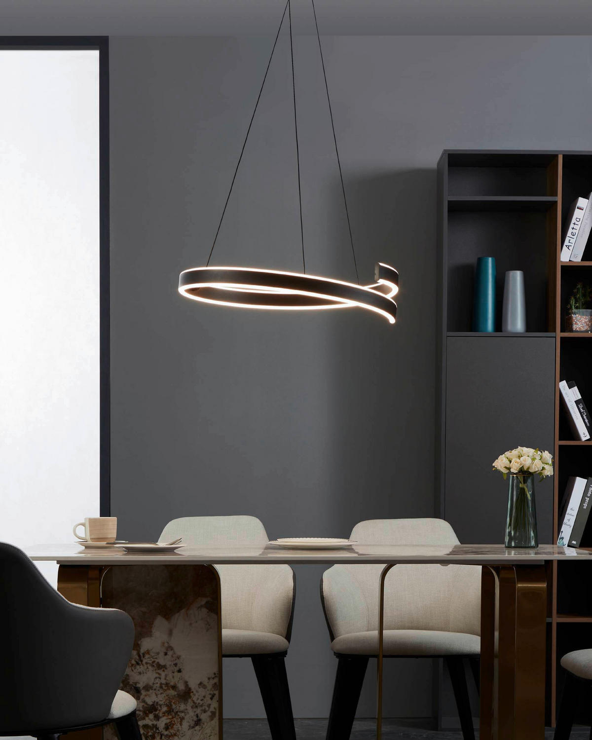 LED-HÄNGELEUCHTE 60/154 cm  - Schwarz/Weiß, Design, Kunststoff/Metall (60/154cm)