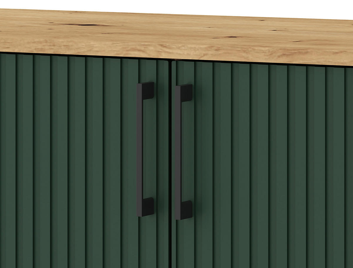 SIDEBOARD  in 164,5/78,4/42 cm  - Dunkelgrün/Schwarz, Design, Holzwerkstoff/Metall (164,5/78,4/42cm) - Boxxx