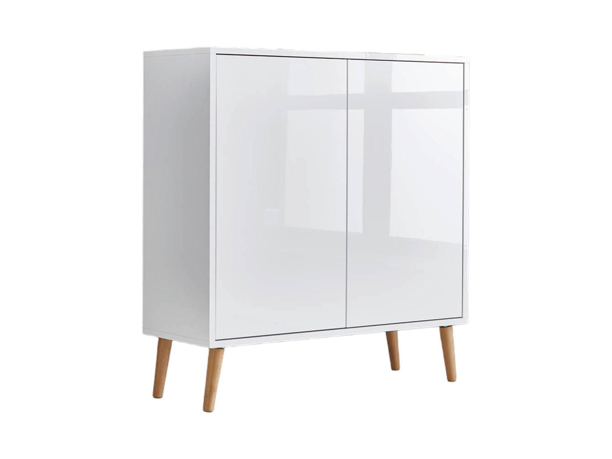 KOMODA, bílá, vysoce lesklá bílá, 79/86/33 cm - bílá/dub artisan, Moderní, dřevo/kompozitní dřevo (79/86/33cm) - MID.YOU