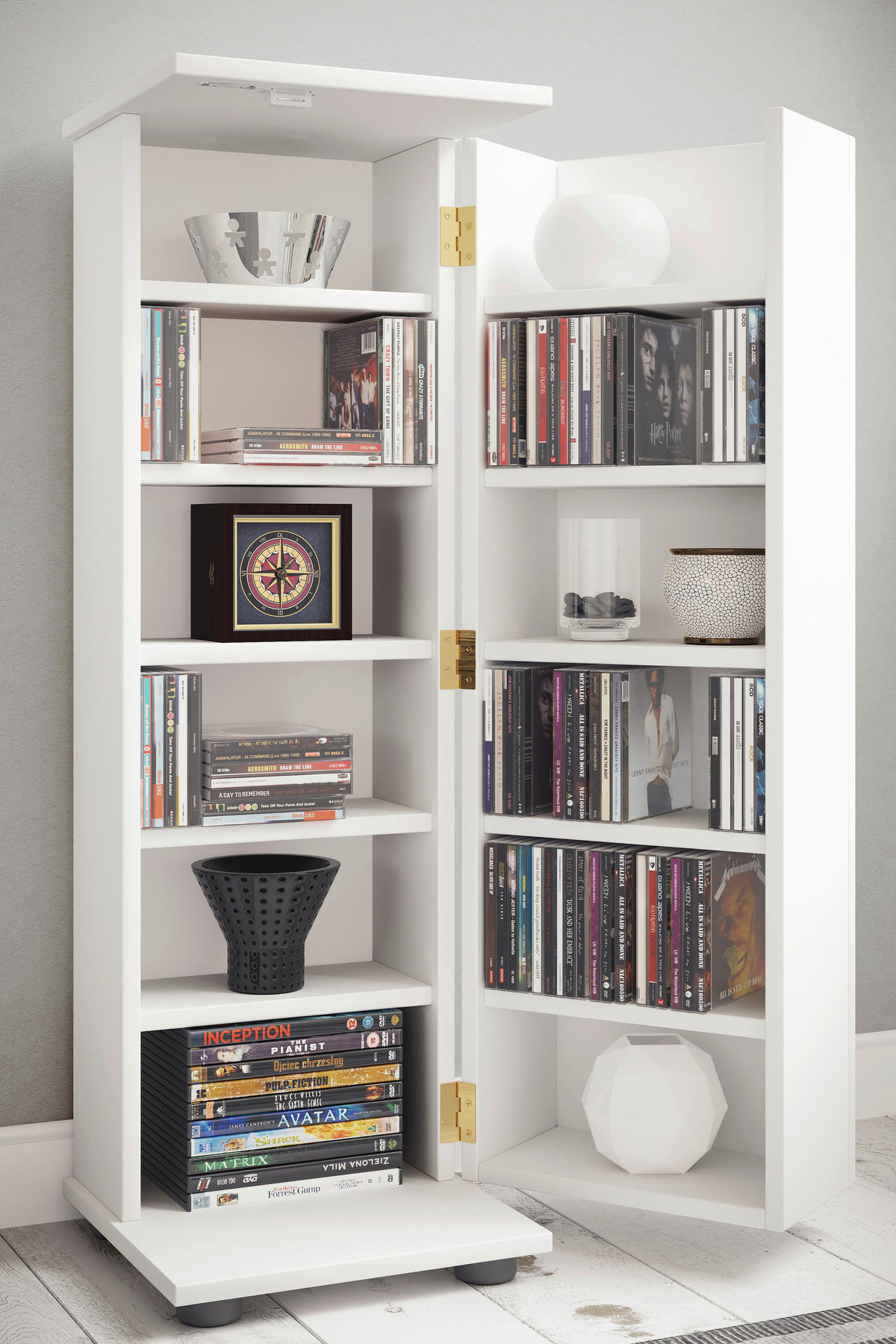 CD-REGAL - Weiss/Schwarz, Design, Holzwerkstoff/Kunststoff (31/93/31cm) - MID.YOU