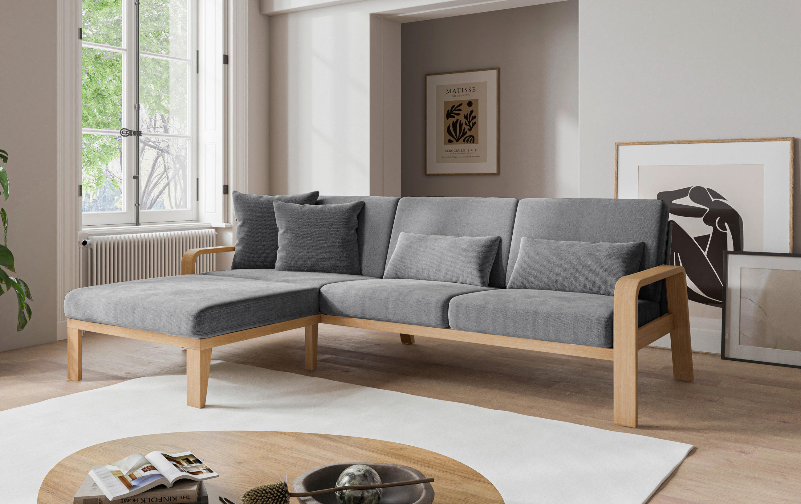 ECKSOFA in Struktur Grau  - Naturfarben/Grau, Konventionell, Holz/Textil (178/264cm) - Sit & More