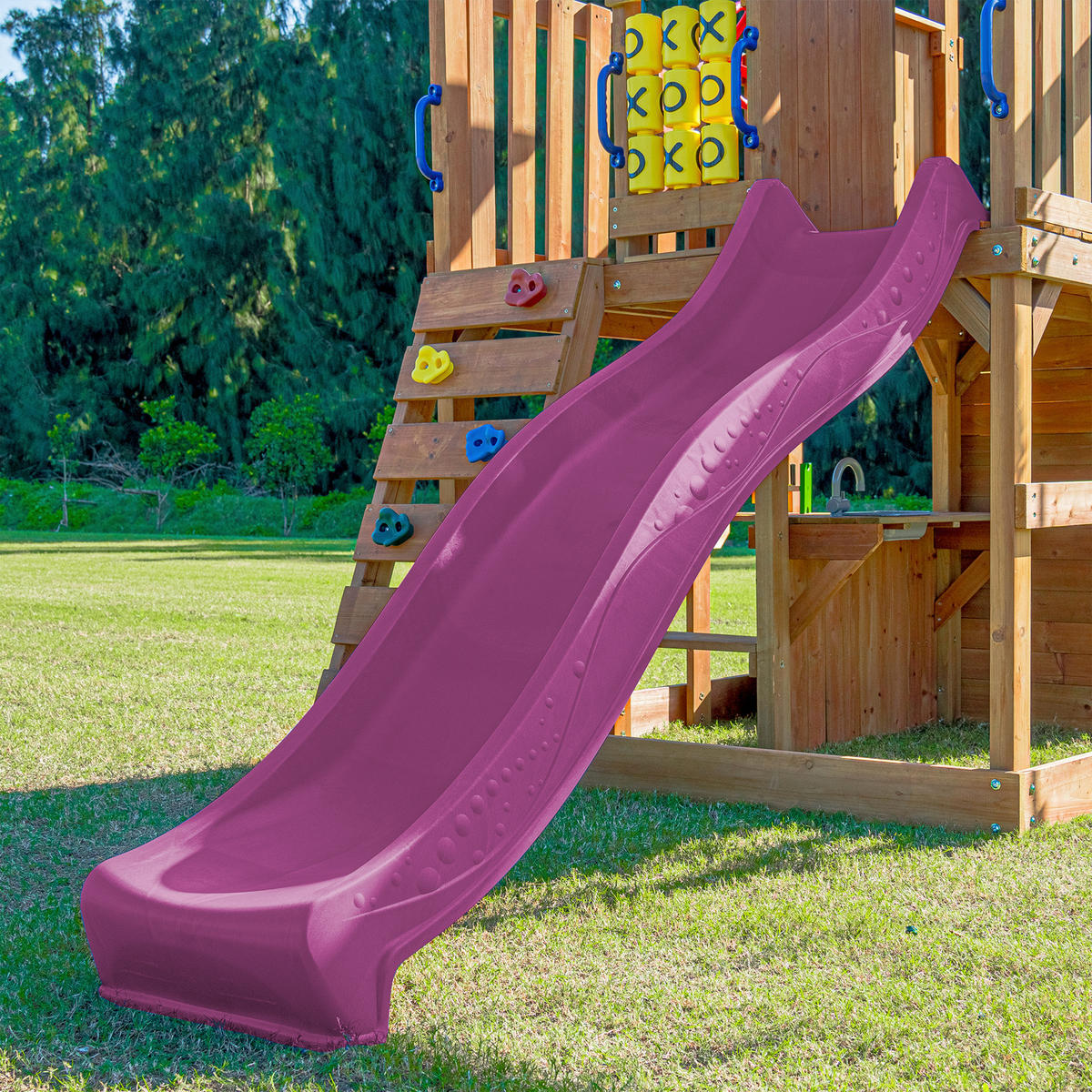 VEŽA NA HRANIE - lila/hnedá, Basics, drevo/plast (435/410/305cm) - Ambia Garden