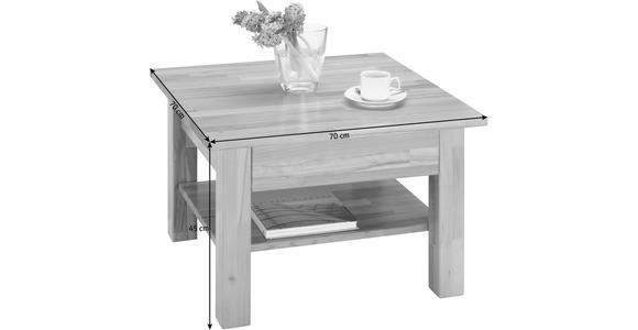 COUCHTISCH Kernbuche vollmassiv 70/70/45 cm quadratisch Buchefarben  - Buchefarben, Design, Holz (70/70/45cm) - Linea Natura