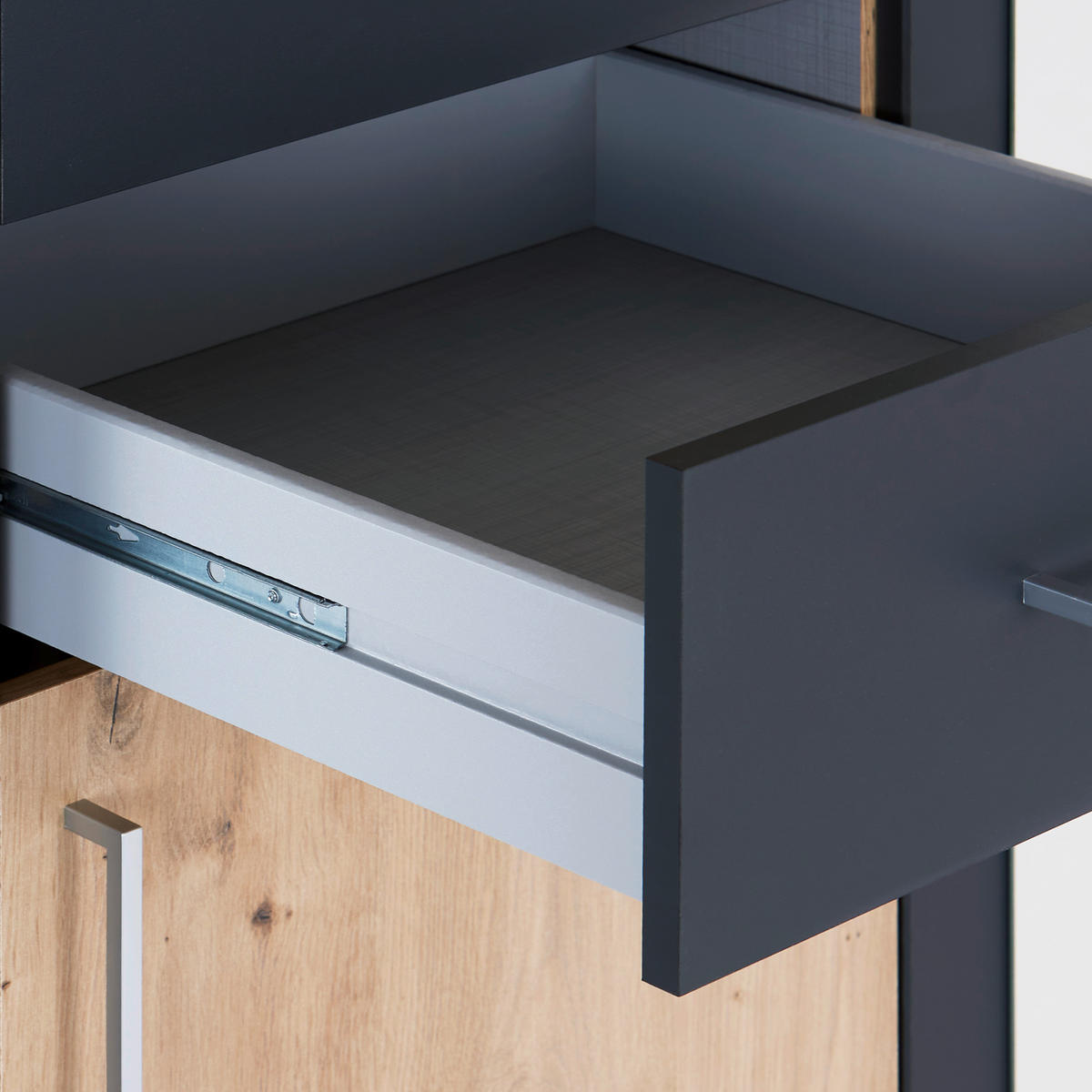 KLEIDERSCHRANK in Graphitfarben, Eichefarben  - Eichefarben/Alufarben, Konventionell, Holzwerkstoff/Kunststoff (225/210/58cm) - MID.YOU
