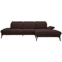 ECKSOFA in Flachgewebe Dunkelbraun  - Dunkelbraun/Schwarz, Design, Textil/Metall (289/180cm) - Stylife