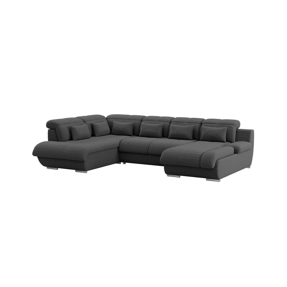 WOHNLANDSCHAFT MULTI Schwarz Chenille  - Chromfarben/Schwarz, MODERN, Textil/Metall (228/345/184cm) - Livetastic
