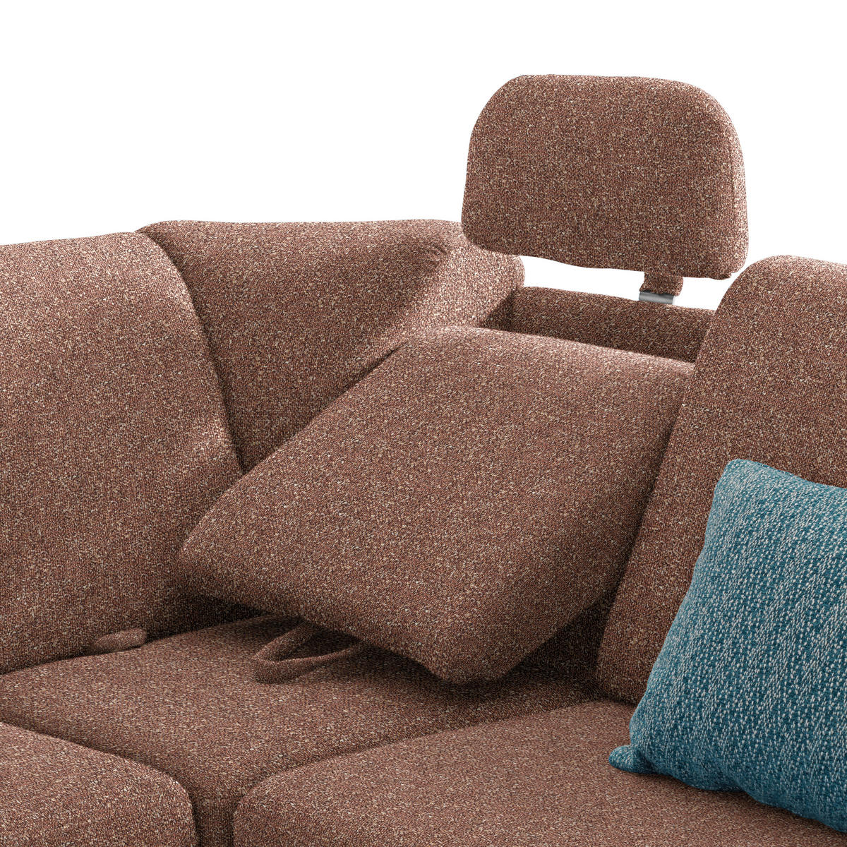 WOHNLANDSCHAFT  in Mikrovelours Terracotta  - Terracotta/Alufarben, KONVENTIONELL, Kunststoff/Textil (158/322/236cm) - Sedda