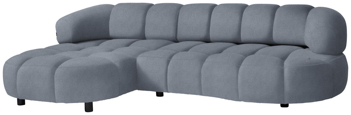 ECKSOFA in Webstoff Blaugrau  183/284 cm  - Blaugrau/Schwarz, Design, Holz/Textil (183/284cm) - Welnova