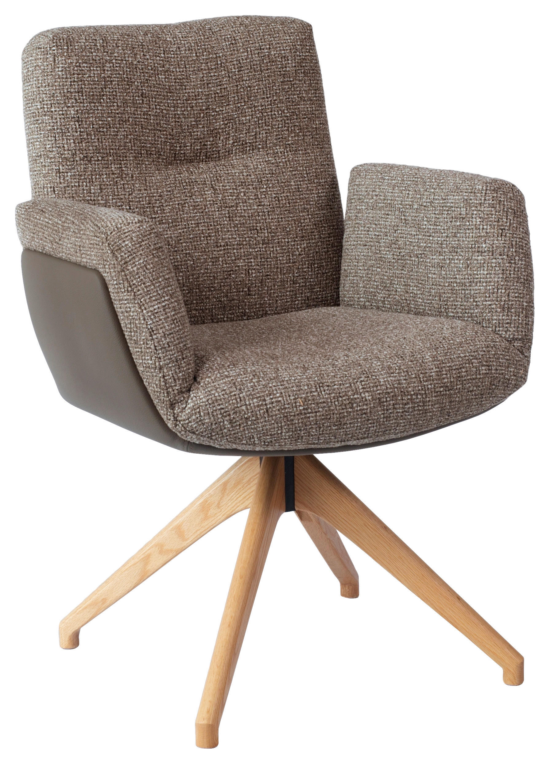 ARMLEHNSTUHL  Sitzfläche 360° drehbar, automatische Rückholfunktion Webstoff  Eichefarben, Graubraun  - Eichefarben/Graubraun, Design, Holz/Textil (62/89/66,5cm) - Johann Jakob