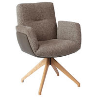 ARMLEHNSTUHL  Sitzfläche 360° drehbar, automatische Rückholfunktion Webstoff  Eichefarben, Graubraun  - Eichefarben/Graubraun, Design, Holz/Textil (62/89/66,5cm) - Johann Jakob