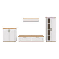 WOHNWAND 4-teilig  in Lärchefarben, Eiche Artisan  336/161/40 cm  - Silberfarben/Lärchefarben, Design, Holzwerkstoff/Kunststoff (336/161/40cm) - Livetastic