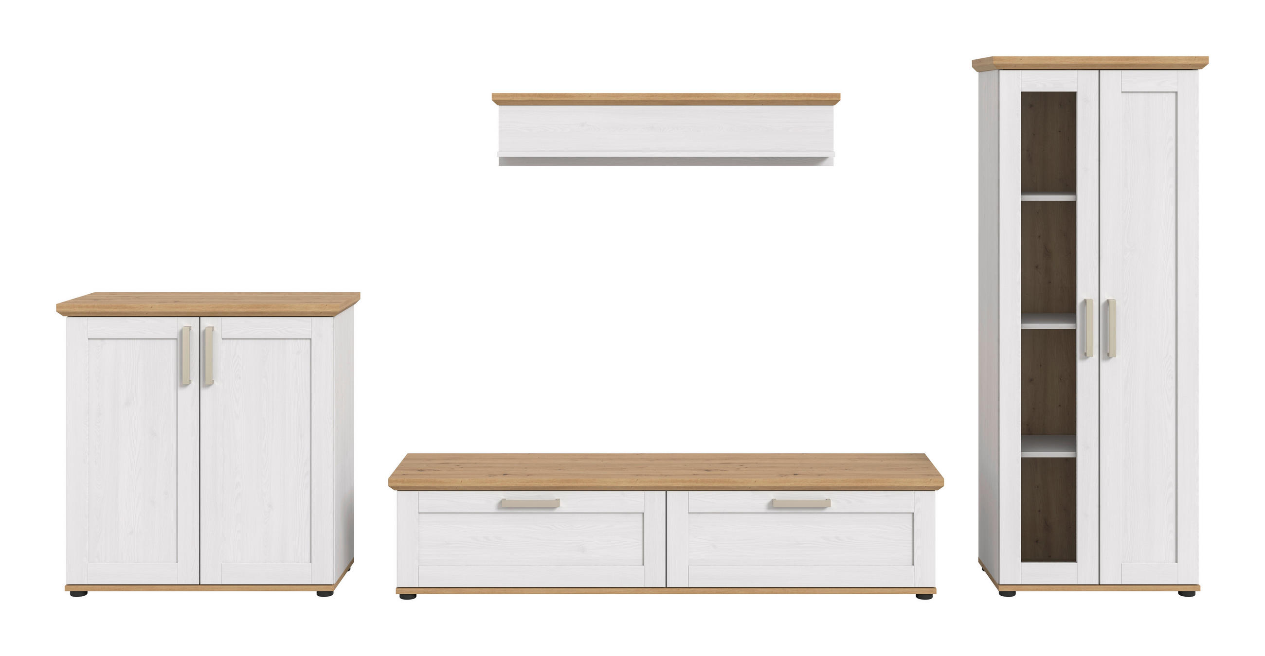 Set Mobilă Living, 4 piese, culoare lemn larice, stejar Artisan, 336/161/40 cm