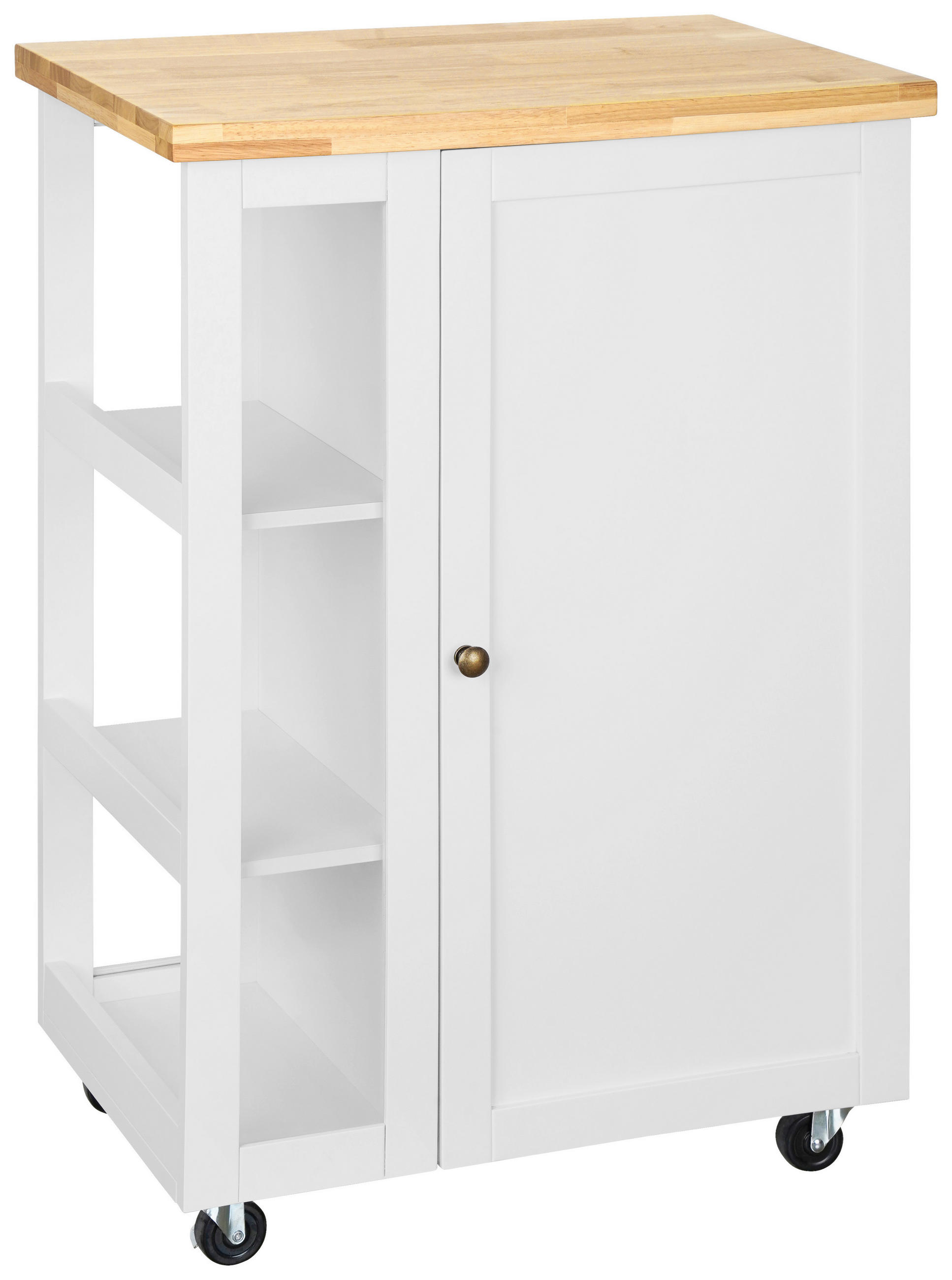 KÜCHENINSEL   in Naturfarben, Weiß  - Messingfarben/Weiß, Basics, Glas/Holz (60/90/40cm) - MID.YOU