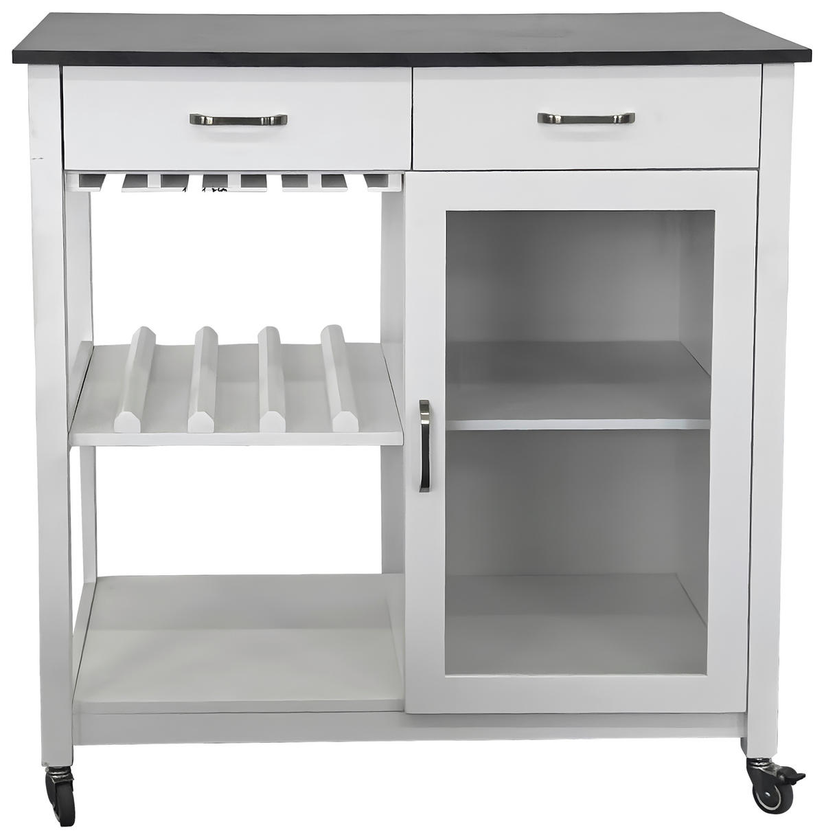 SERVIERWAGEN Weiß  - Silberfarben/Schwarz, Basics, Glas/Holzwerkstoff (90/91/50cm) - MID.YOU