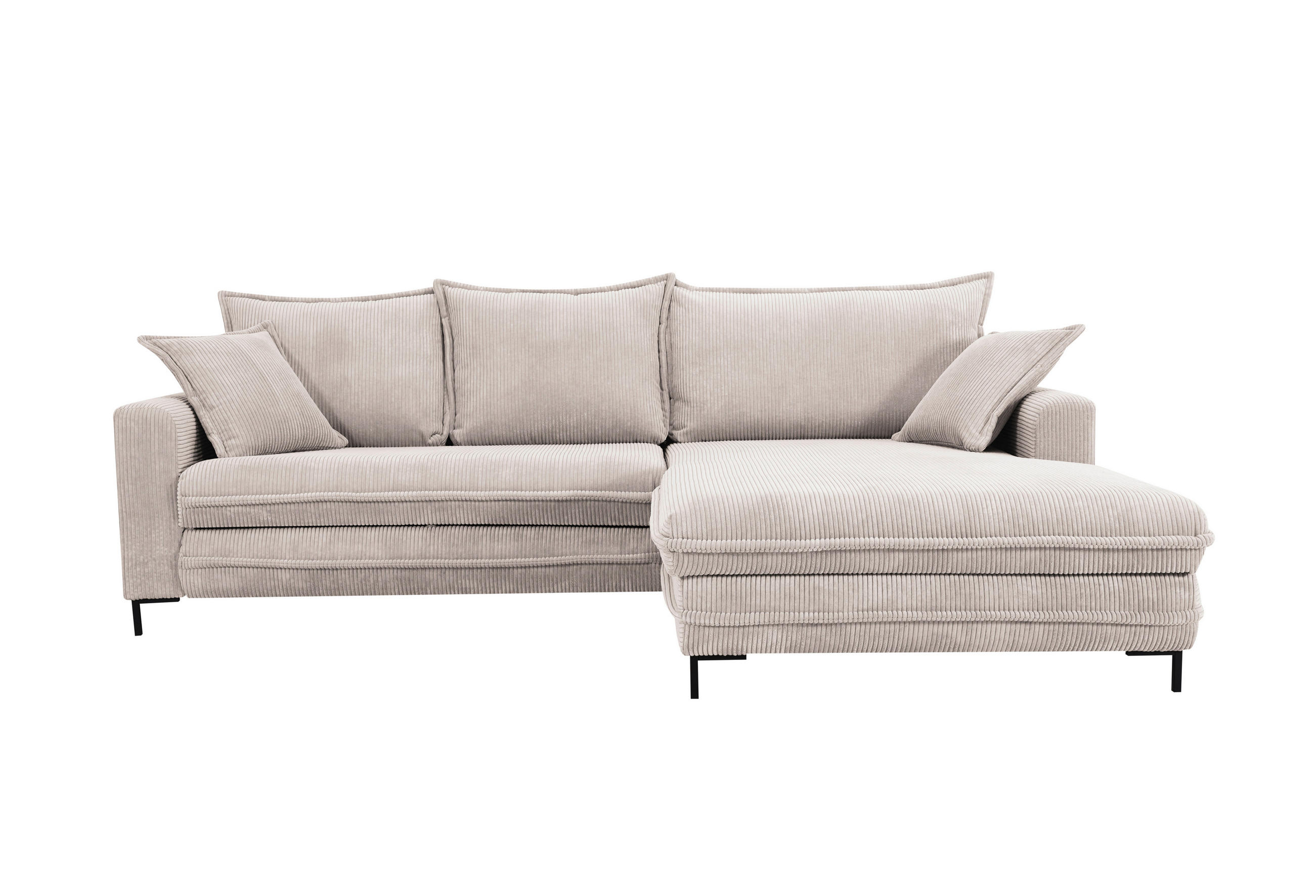 ECKSOFA Creme Bettkasten, Schlaffunktion, Liegefläche im Originalstoff  - Beige/Creme, Design, Textil/Metall (272/174cm) - MID.YOU