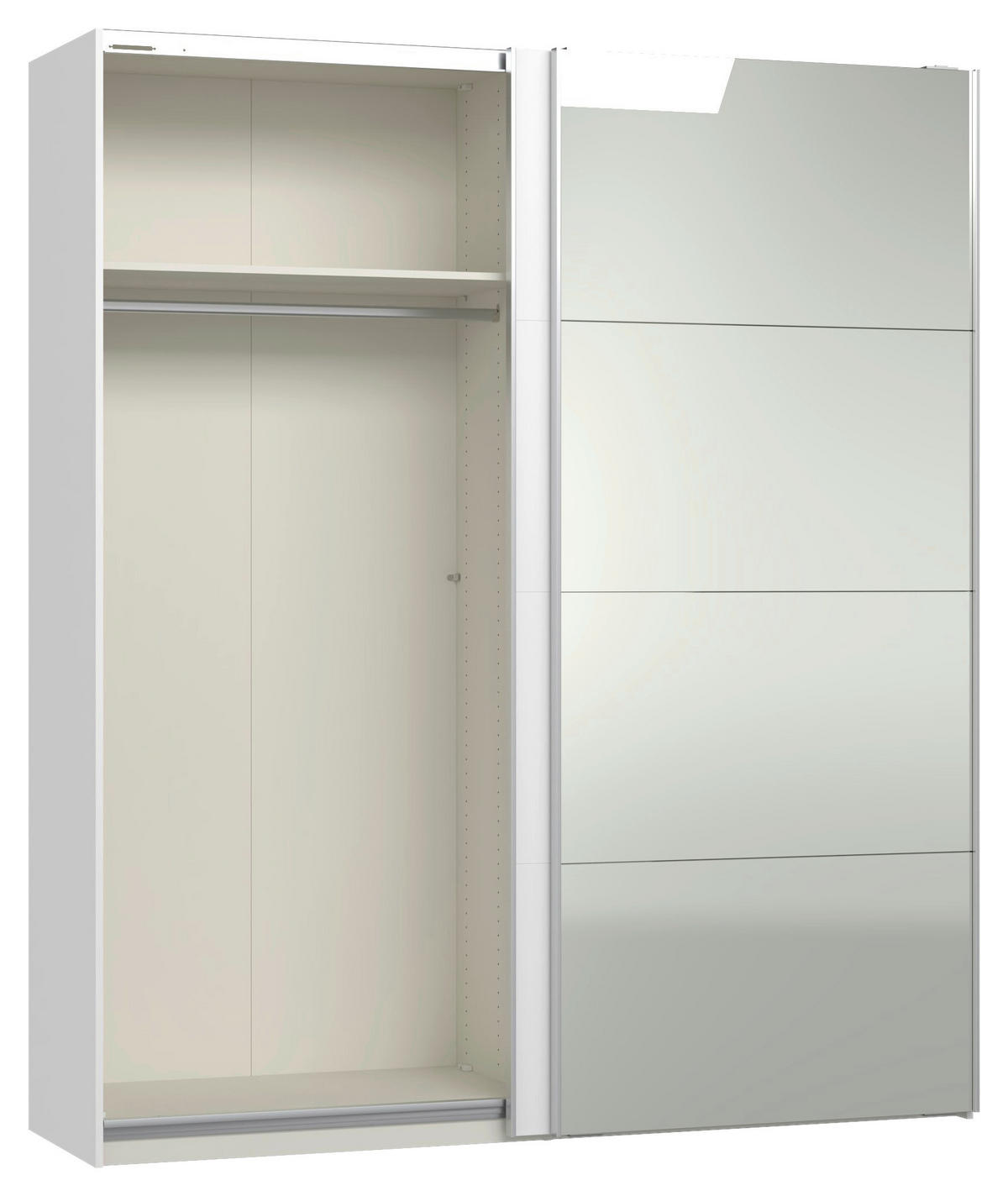 SCHWEBETÜRENSCHRANK 203/236/65 cm 2-türig Weiß  - Silberfarben/Weiß, Design, Glas/Holzwerkstoff (203/236/65cm) - Jutzler
