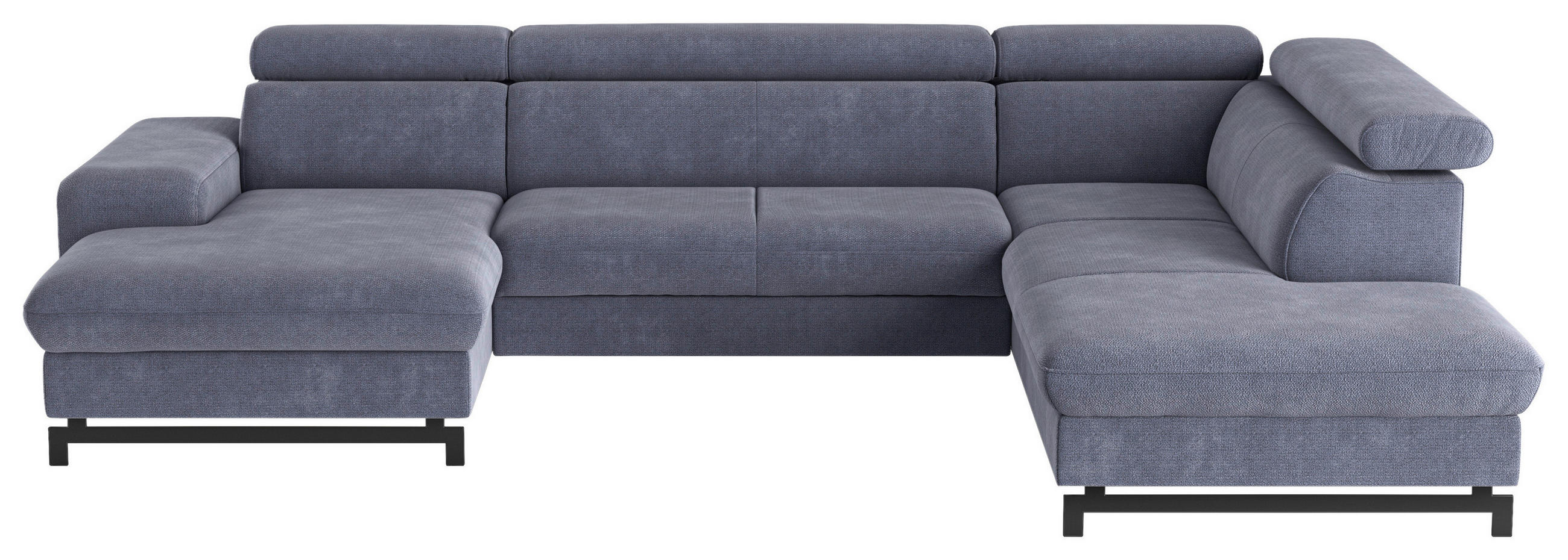 WOHNLANDSCHAFT Blau Chenille  - Blau/Schwarz, Textil/Metall (165/328/215cm) - MID.YOU