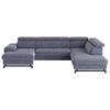 WOHNLANDSCHAFT Blau Chenille  - Blau/Schwarz, Textil/Metall (165/328/215cm) - MID.YOU