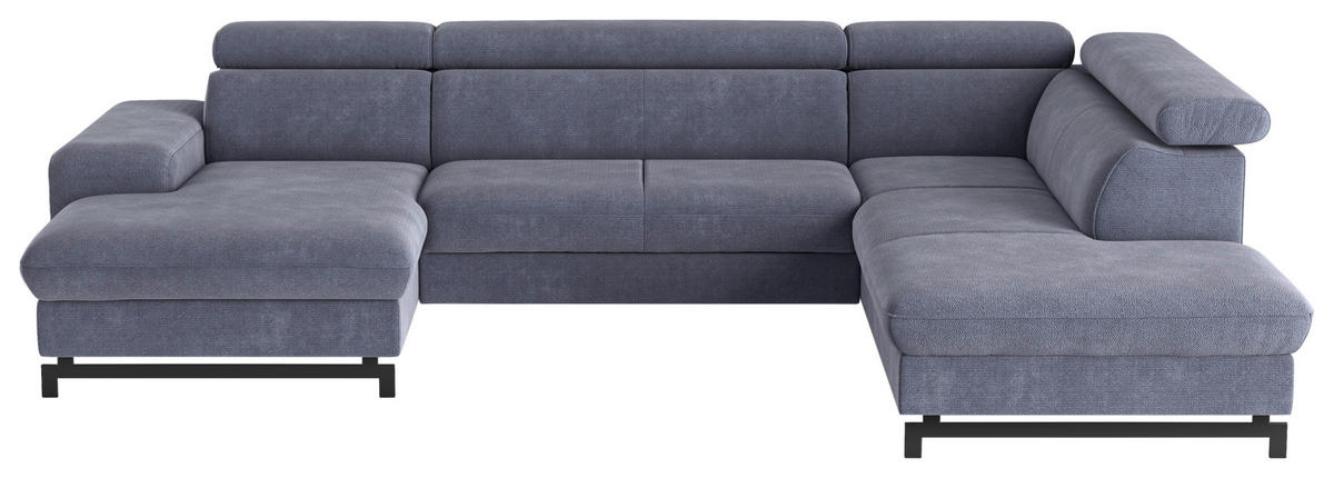 WOHNLANDSCHAFT Blau Chenille  - Blau/Schwarz, Textil/Metall (165/328/215cm) - MID.YOU
