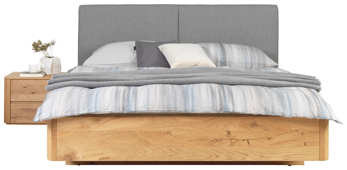 BETT 180/210 cm  in Grau, Eichefarben   - Eichefarben/Grau, Konventionell, Holz/Textil (180/210cm) - Valnatura