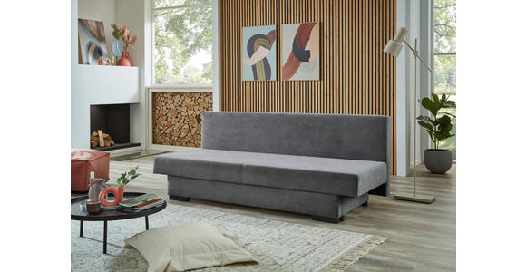 SCHLAFSOFA Webstoff Grau Rückenkissen, Armlehnenkissen, Bettkasten, Schlaffunktion, Rücken echt, Liegefläche im Originalstoff  - Schwarz/Grau, KONVENTIONELL, Kunststoff/Textil (190/80/83cm) - Carryhome