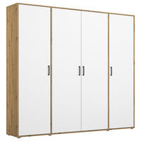 DREHTÜRENSCHRANK in Weiss, Eiche Artisan  - Weiss/Eiche Artisan, Modern, Holzwerkstoff/Kunststoff (187/194/53cm) - Rauch Möbel