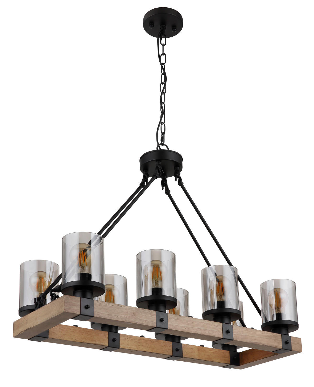 HÄNGELEUCHTE 75/31,5/100 cm  - Dunkelbraun/Schwarz, Natur, Glas/Holz (75/31,5/100cm) - Globo