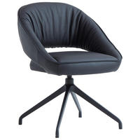 ARMLEHNSTUHL  Sitzfläche 360° drehbar, automatische Rückholfunktion  Echtleder  - Schwarz, Design, Leder/Metall (61/81/66cm) - Dieter Knoll