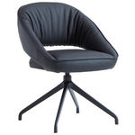 ARMLEHNSTUHL  Sitzfläche 360° drehbar, automatische Rückholfunktion  Echtleder  - Schwarz, Design, Leder/Metall (61/81/66cm) - Dieter Knoll