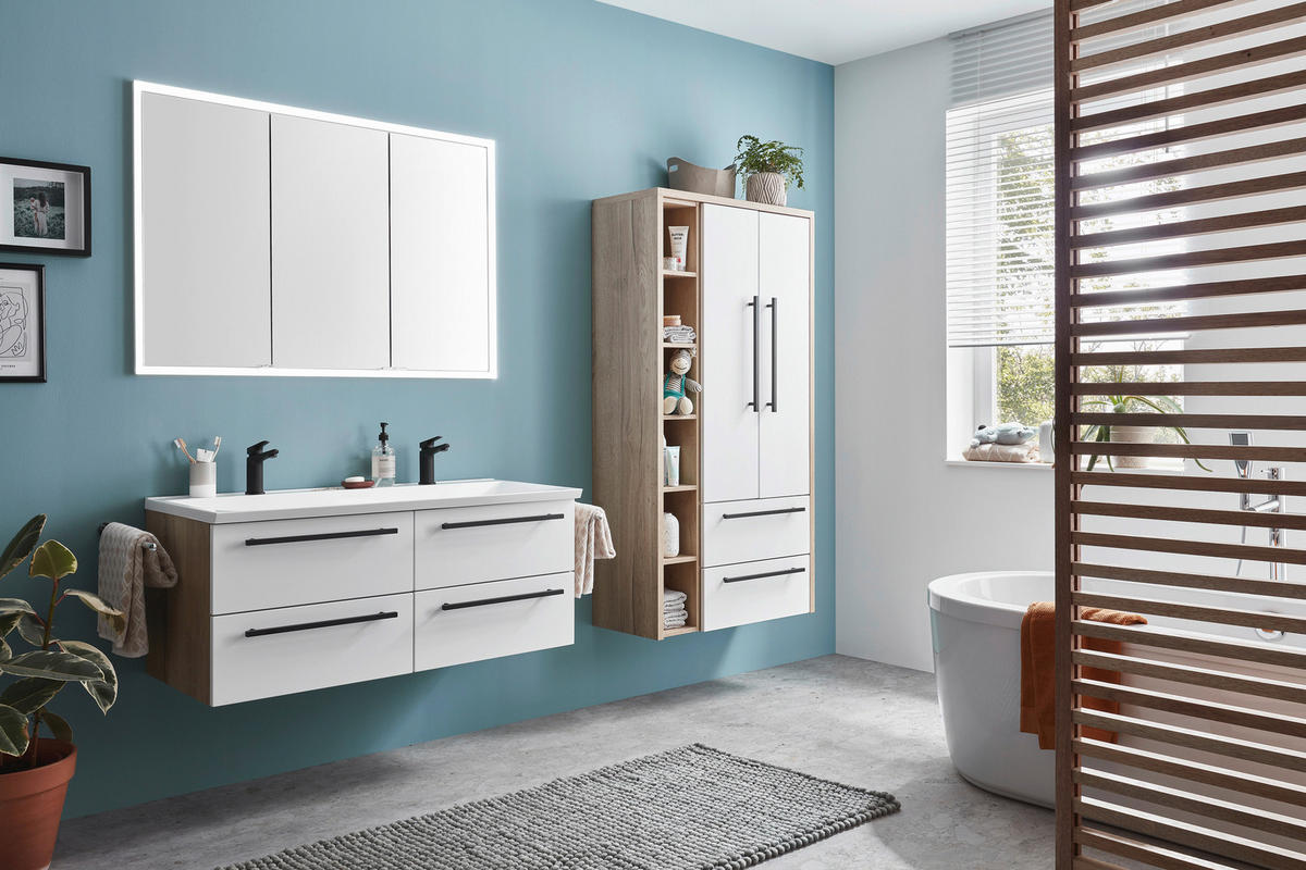 BADEZIMMER  in 125,1 cm  - Eichefarben/Weiß, MODERN, Holzwerkstoff (125,1cm) - Novel