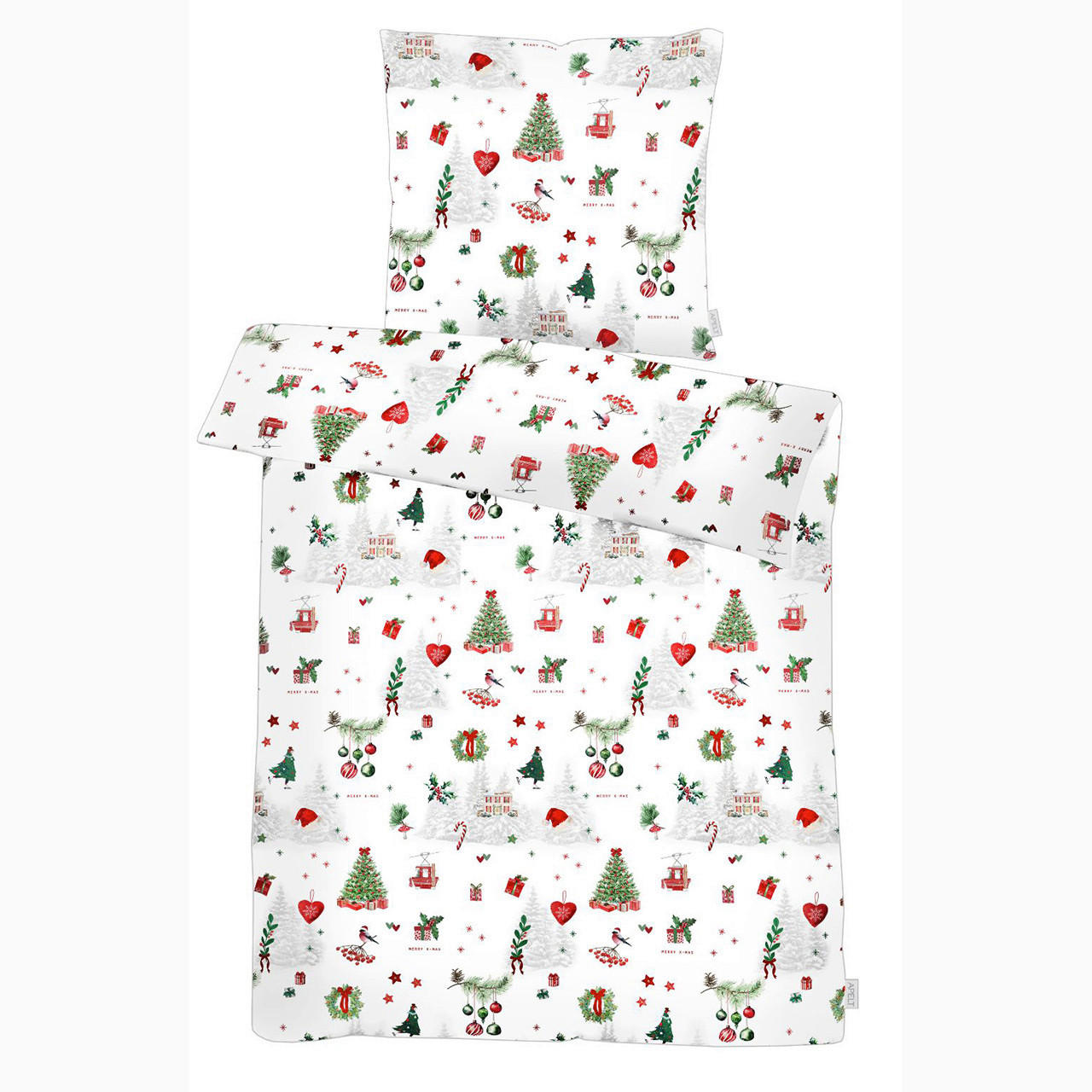 BETTWÄSCHE MAX Flanell 135/200 cm  - Waldgrün/Rot, Design, Textil (135/200cm) - Apelt