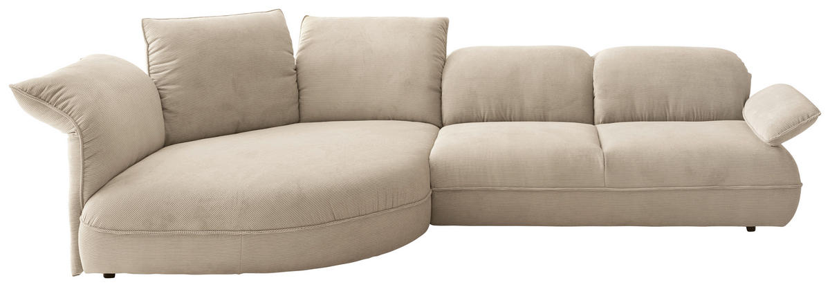 ECKSOFA Cord Beige  - Beige/Schwarz, Design, Kunststoff/Textil (154/343cm) - Koinor