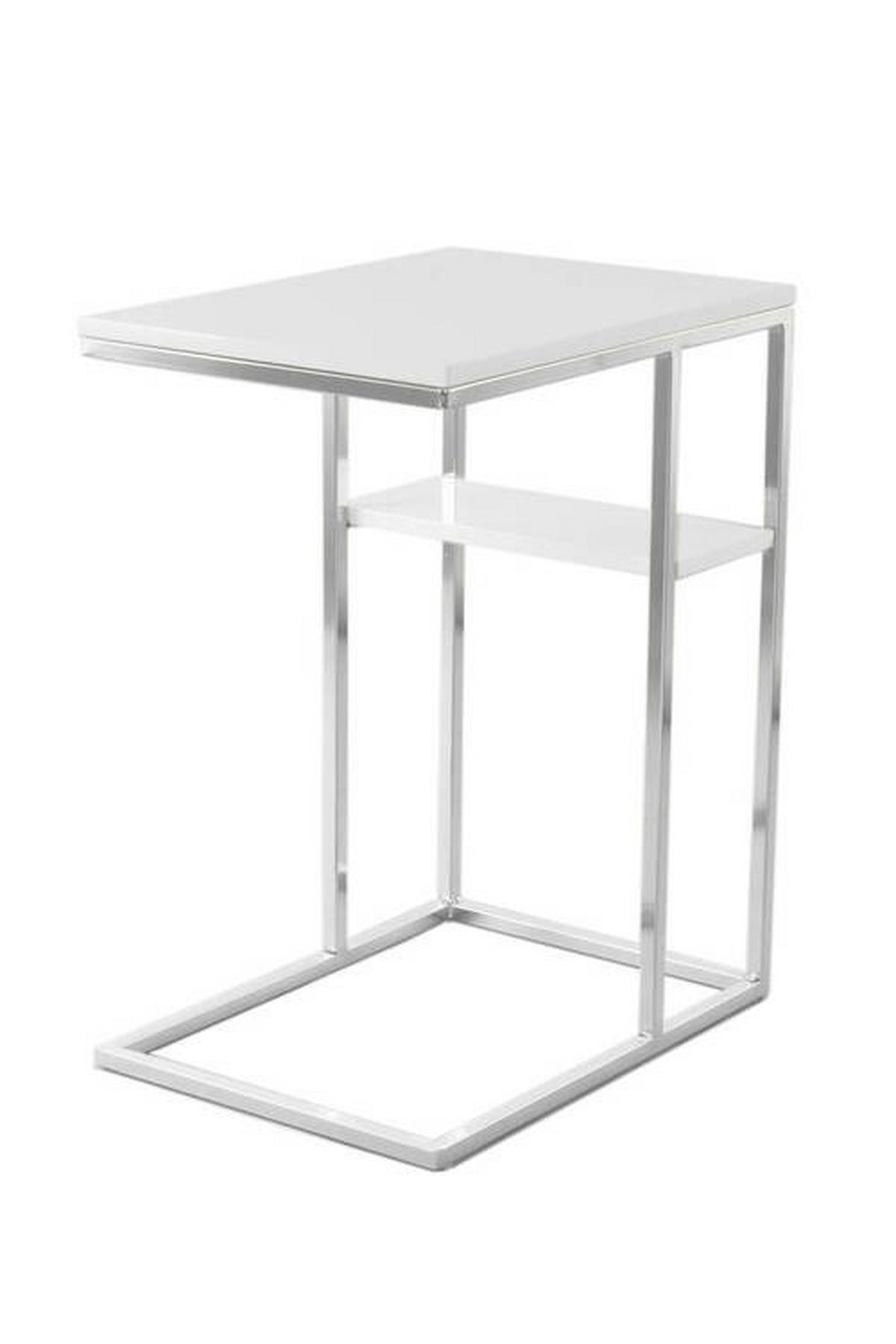 PRÍRUČNÝ STOLÍK, strieborná, biela - biela/strieborná, Design, kov (48/35/62cm)