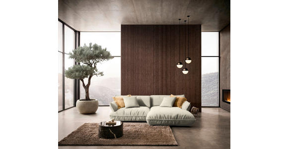 ECKSOFA  in Flachgewebe Creme  264/185 cm  - Creme/Schwarz, Design, Kunststoff/Textil (264/185cm) - Belluti