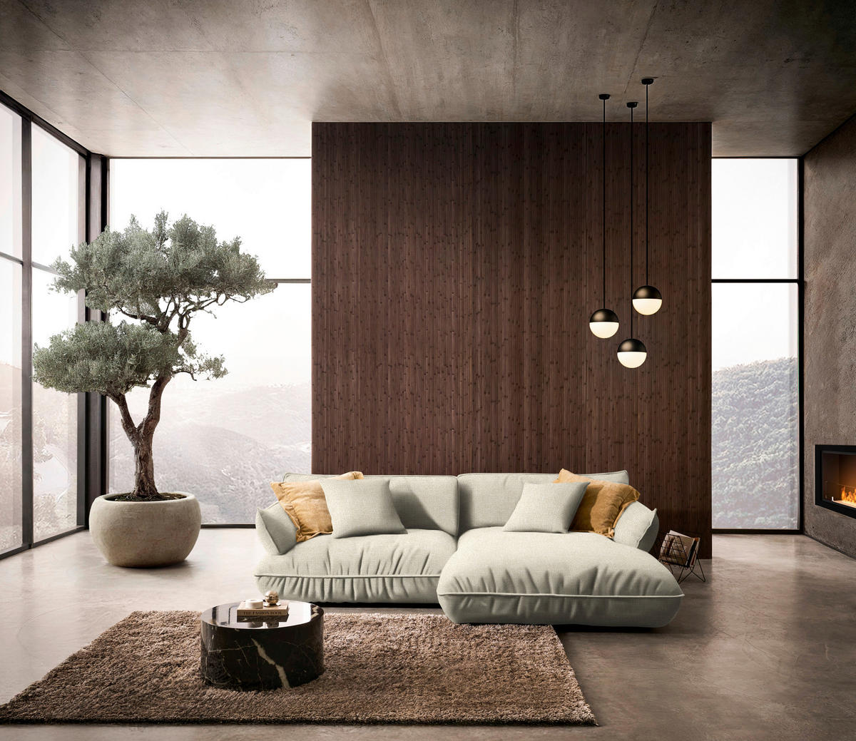 ECKSOFA Flachgewebe Creme  - Creme/Schwarz, Design, Kunststoff/Textil (264/185cm) - Belluti