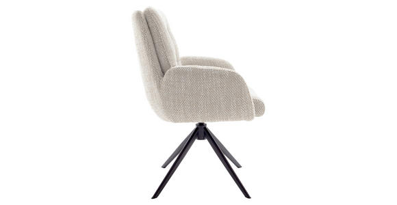 ARMLEHNSTUHL  Stoffauswahl, Typenauswahl, Sitzfläche 360° drehbar Webstoff  - Creme/Schwarz, Design, Textil/Metall (66/95/74cm) - Novel