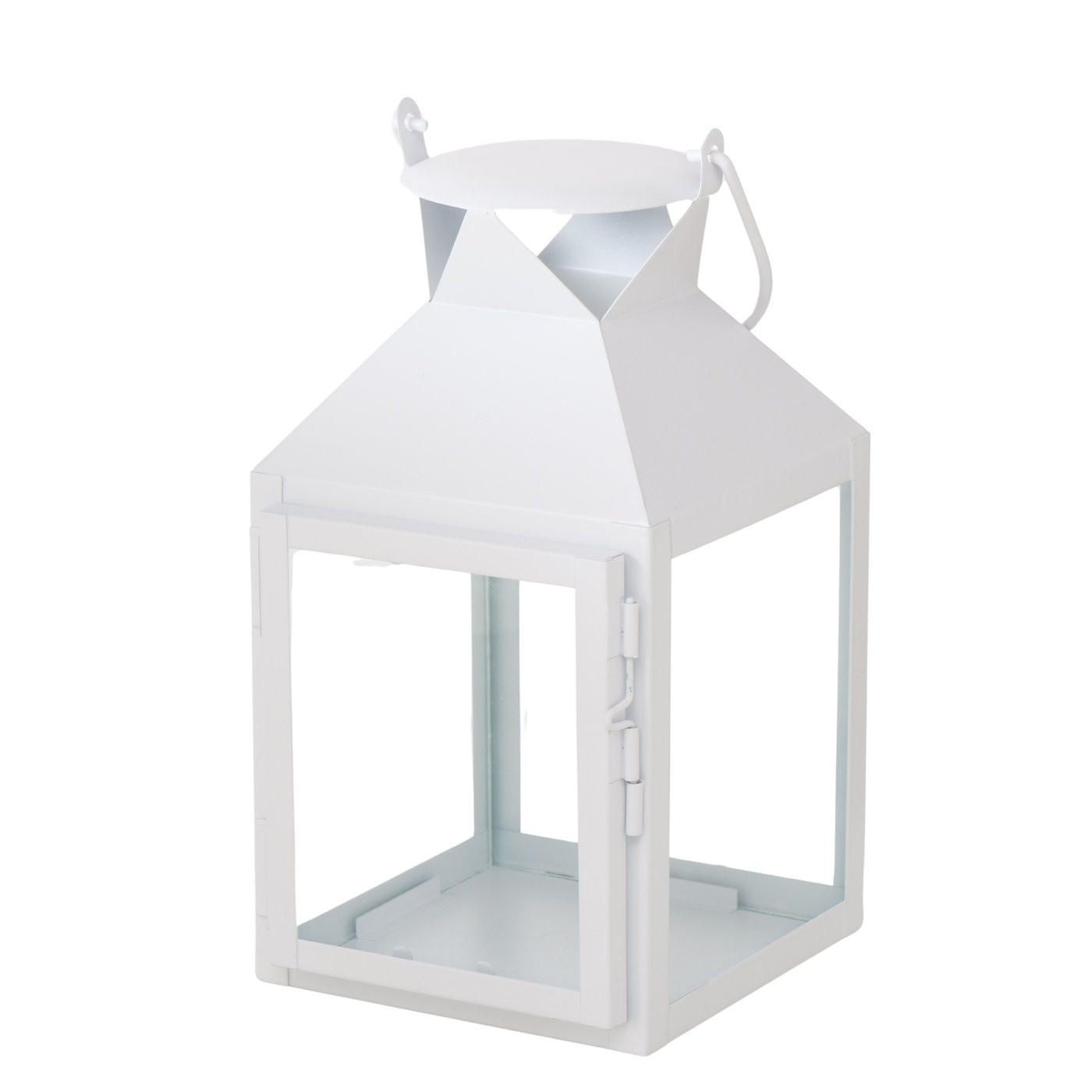 LYKTA - vit, Romantik / Lanthus, metall/glas (11,5/12,3/21,5cm)