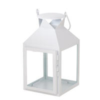 LATERNE - Weiß, ROMANTIK / LANDHAUS, Glas/Metall (11,5/12,3/21,5cm)