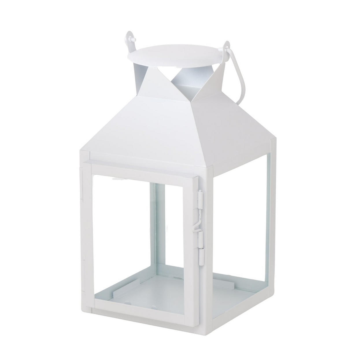 LATERNE - Weiß, ROMANTIK / LANDHAUS, Glas/Metall (11,5/12,3/21,5cm)