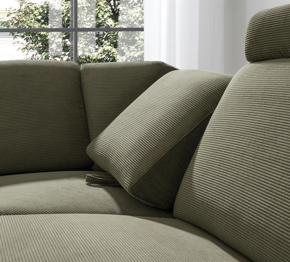 WOHNLANDSCHAFT MR 365 Olivgrün Feincord  - Schwarz/Olivgrün, Design, Textil/Metall (165/313/219cm) - Musterring