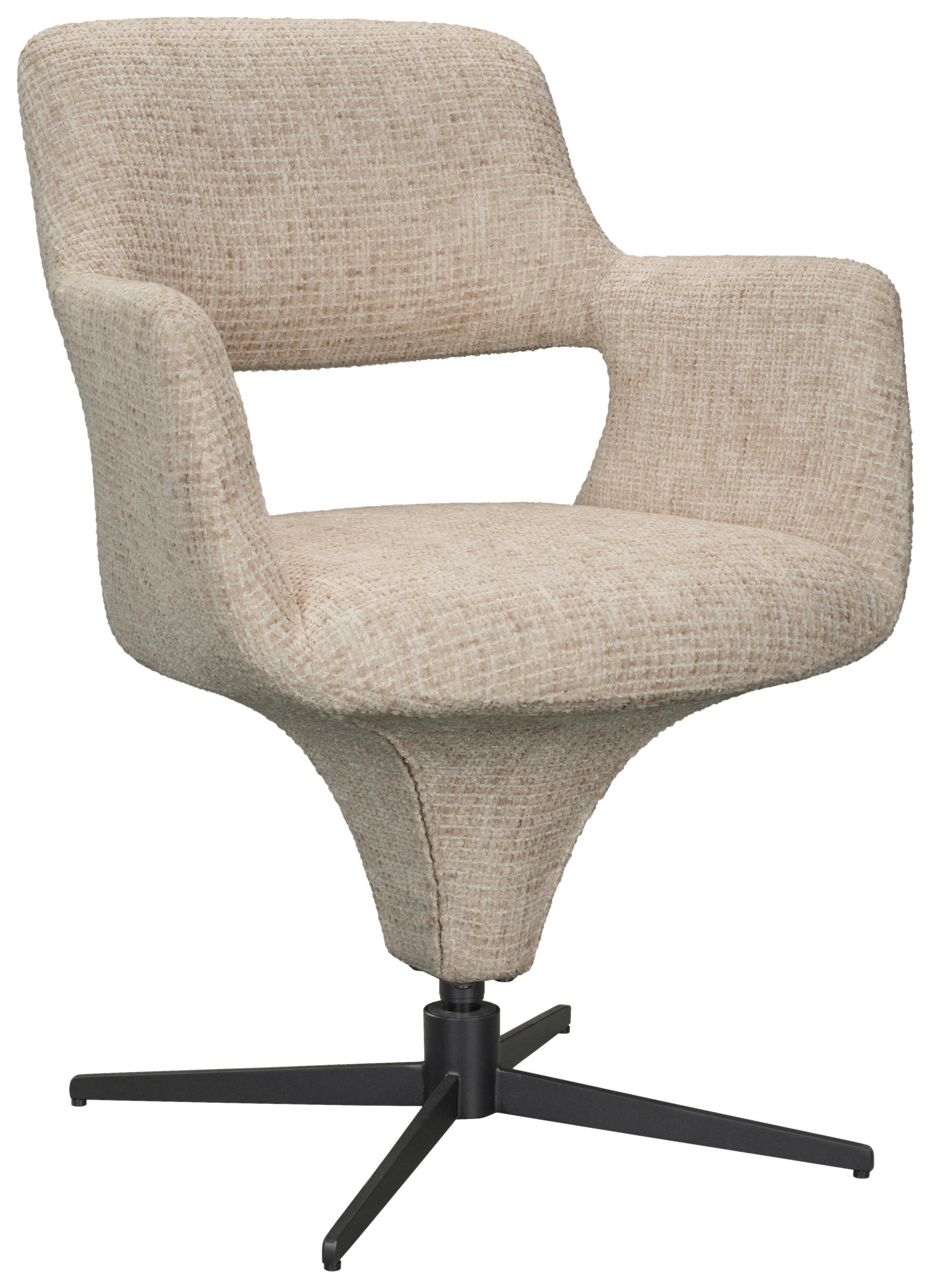 ARMLEHNSTUHL  Stoffauswahl, Sitzfläche 360° drehbar, automatische Rückholfunktion Mikrofaser  - Beige/Schwarz, Design, Textil/Metall (61/84/63cm) - Novel