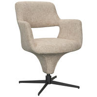 ARMLEHNSTUHL  Stoffauswahl, Sitzfläche 360° drehbar, automatische Rückholfunktion Mikrofaser  - Beige/Schwarz, Design, Textil/Metall (61/84/63cm) - Novel