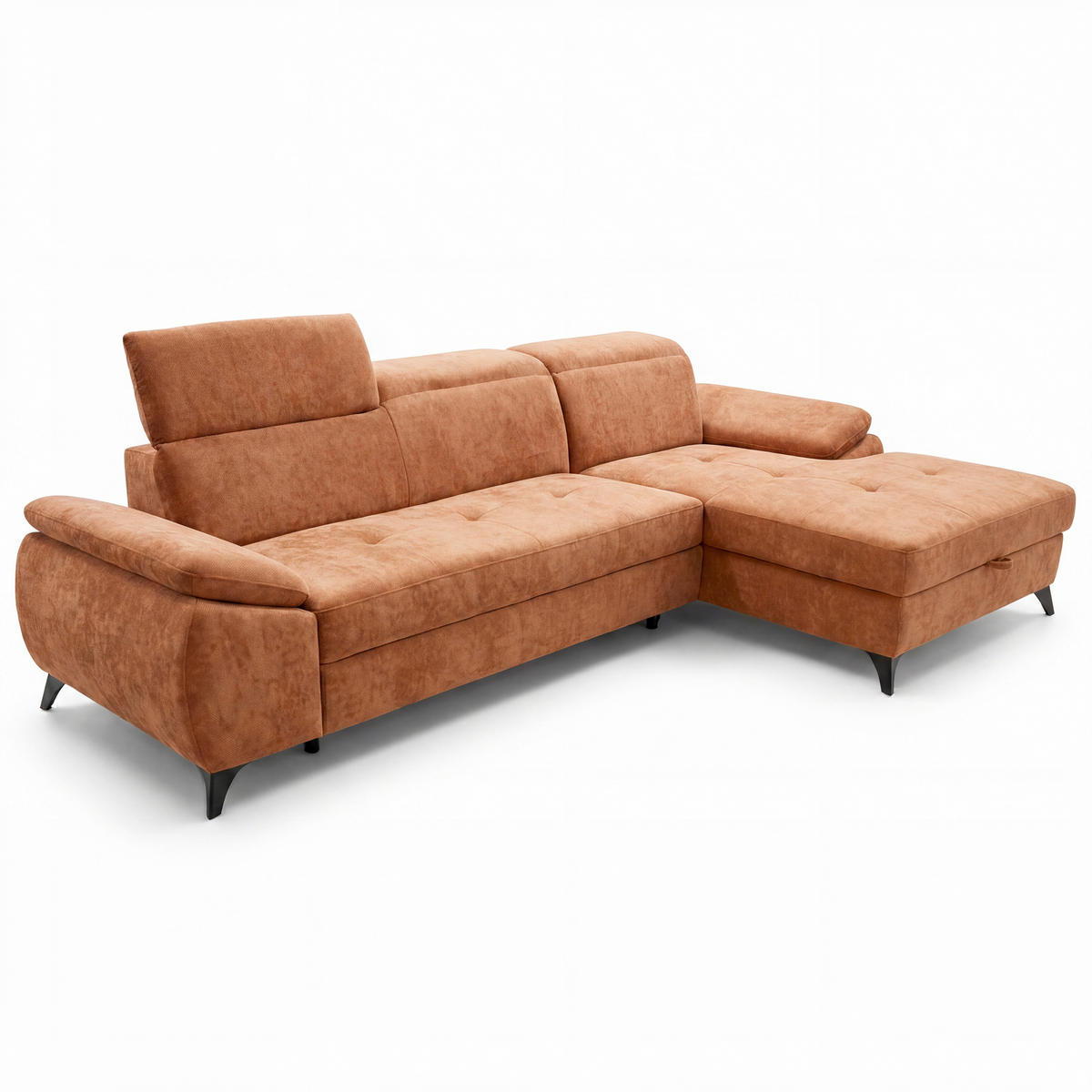 ECKSOFA  Struktur Rostfarben  - Rostfarben/Schwarz, Basics, Holz/Holzwerkstoff (281/166cm) - MID.YOU