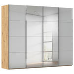 SCHWEBETÜRENSCHRANK 271/235/68 cm 4-türig Grau, Eiche Artisan  - Chromfarben/Eiche Artisan, Design, Glas/Holzwerkstoff (271/235/68cm) - Novel