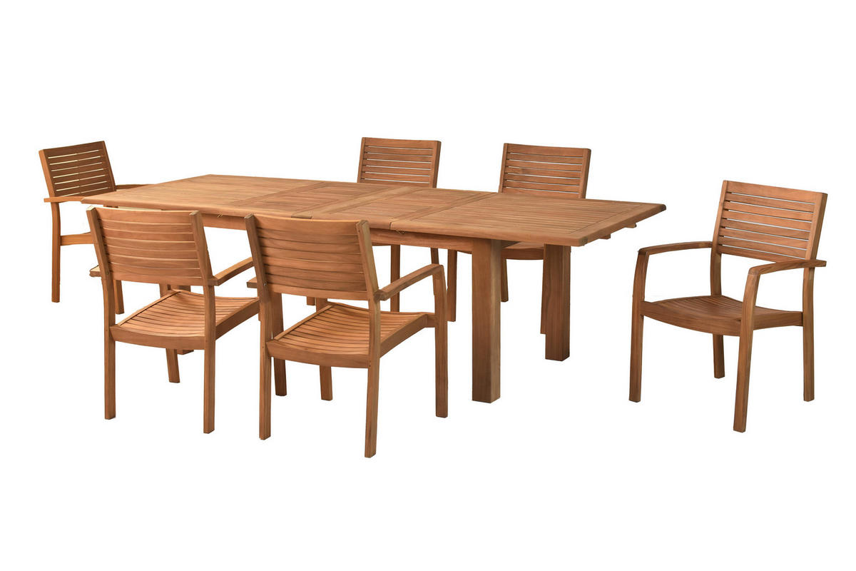 GARTENTISCHGRUPPE  - Akaziefarben, KONVENTIONELL, Holz - Gardenson